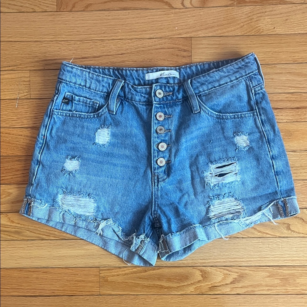 KanCan Blue Distressed Jean Shorts